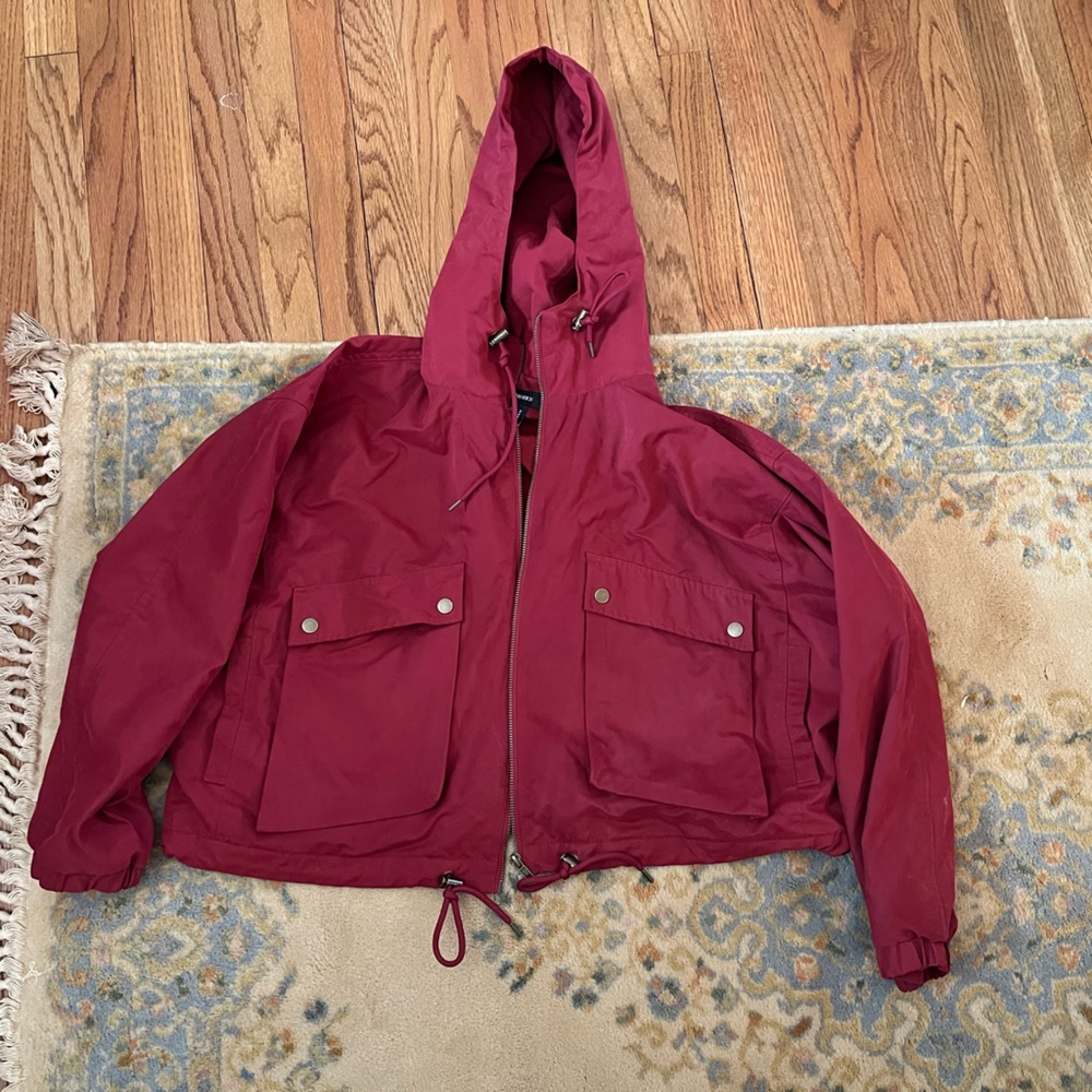 Forever 21 Burgundy Hooded Windbreaker Jacket